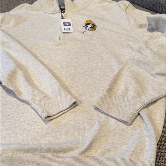 NWT Green Bay Packer Cutter & Buck Men's 1/4 Zip sz XL NFL Oatmeal color - Picture 7 of 9